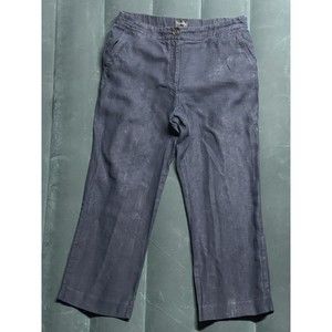 Talbots 100% Linen Navy Blue Wide Leg Pants Size 8 (30X24) AM1290